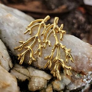 Anthropologie 14K Gold Plated Earrings Coral Branch Gold Hypoallergenic Jewelry